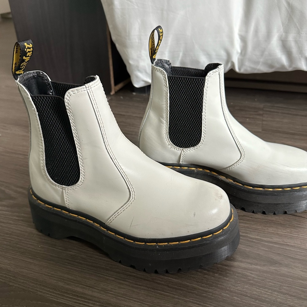 Dr. Martens white Chelsea boot platform